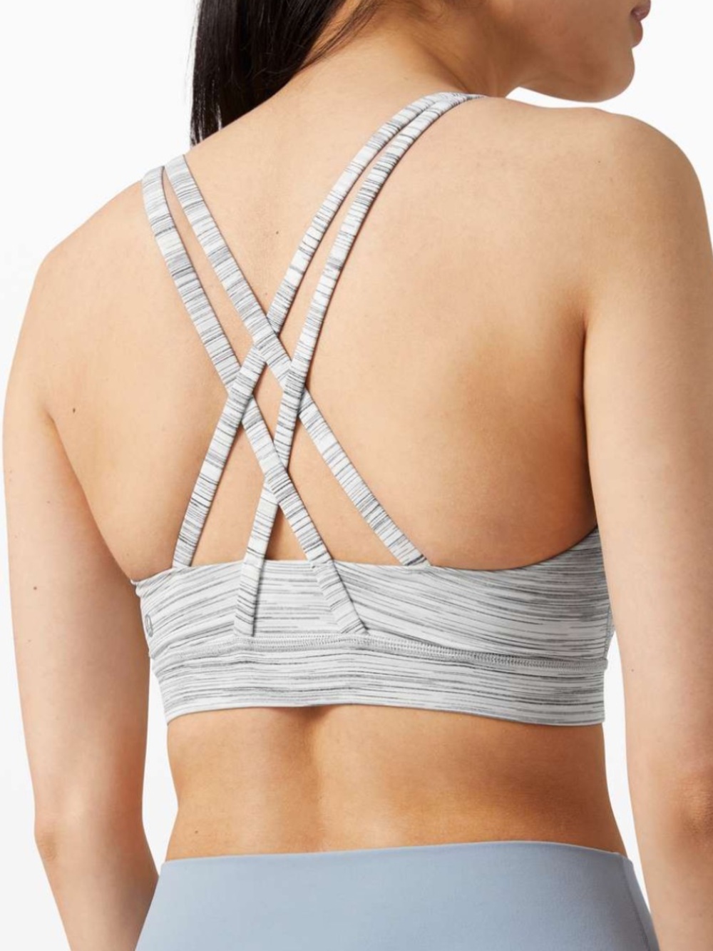 Lululemon Energy Space Dye Gray White Silver Spoon Strappy Sports Bra 6